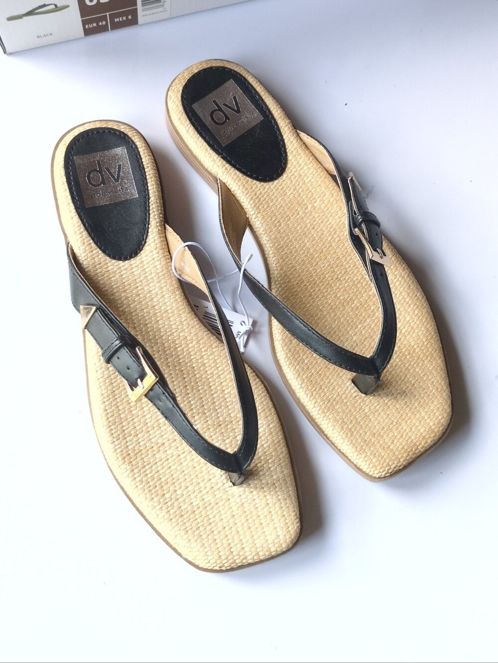 NIB DV DOLCE VITA Women's Myrie Flat Thong Sandals Black US 9